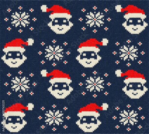 ugly Christmas sweater seamless knitting pattern.Festive knitted pattern design featuring reindeer christmas trees and snowflake elements for holiday season