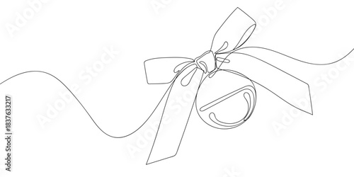 Circular bells in one continuous line simple linear style. Doodle vector illustration Editable stroke.