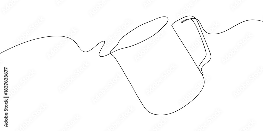 Obraz premium Water jug ​​in one continuous line simple linear style. Doodle vector illustration Editable stroke.