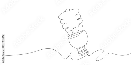 Energy-saving light bulbs in one continuous line simple linear style. Doodle vector illustration Editable stroke.