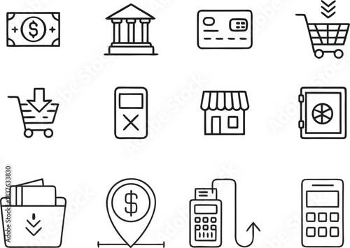 Transactions line editable icon set