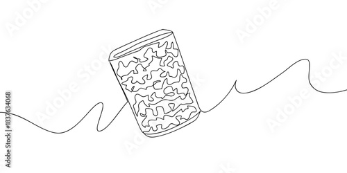 Cork in one continuous line simple linear style. Doodle vector illustration Editable stroke.