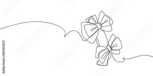 Bow hair clip in one continuous line simple linear style. Doodle vector illustration Editable stroke.
