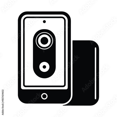 Smart doorbell camera with live video streaming to home devices silhouette