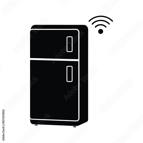 Smart refrigerator with connected touchscreen panel and food management silhouette