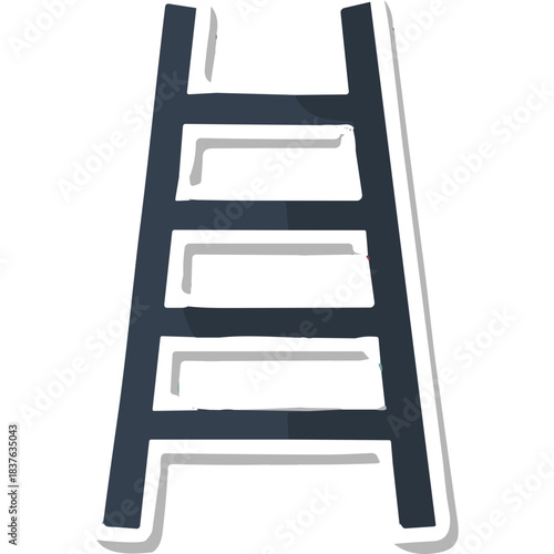 Simple Dark Blue Ladder With White Outline And Shadow Isolated On Black Background Simple Step Ladder For Climbing And Reaching High Places Minimalist Graphic Element