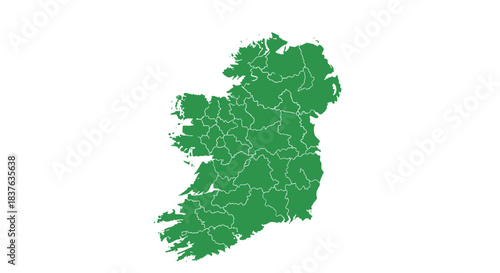 A solid green map of Ireland with the counties outlined, presented as a simple silhouette on a plain white background.