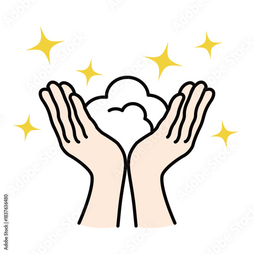 Brown skin hands holding facial foam for skincare routine