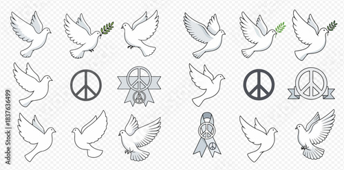 Peaceful Doves and Symbolic Vector Elements Set 2dflat