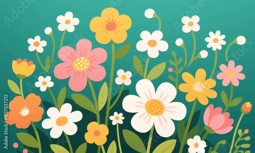 The Beauty of Blooming Flowers Illustrator Artwork Banner Background Design Template 