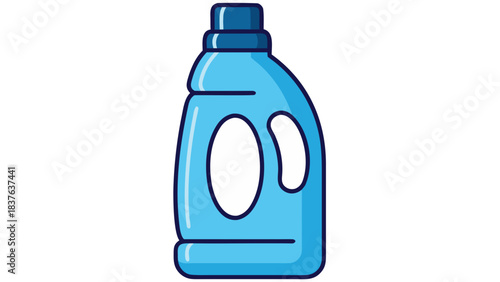 Light Blue Plastic Laundry Detergent Bottle with White Label and Blue Cap on Black Background Studio Shot Isolated Product