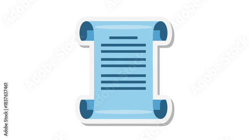 Light Blue Scroll Document With Dark Blue Text And A White Border On A Black Background With Copy Space For Text