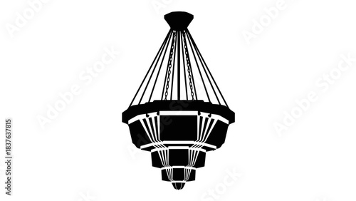 Elegant black silhouette of a tiered hanging chandelier