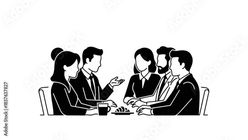Diverse business professionals collaborating around a table