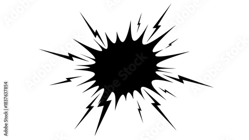 Black explosion burst with lightning bolts