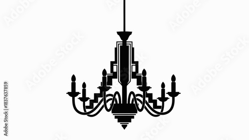 Elegant black silhouette of a traditional chandelier