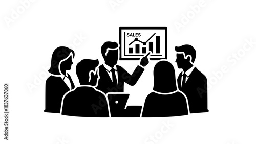 Business meeting presentation of sales growth chart