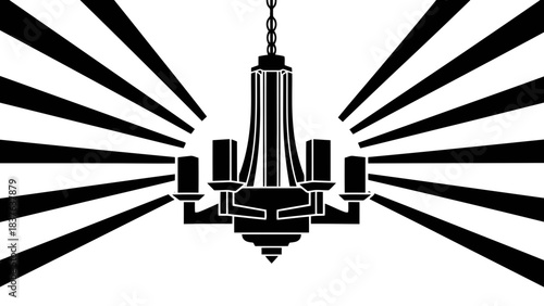 Art deco chandelier with radiant light rays