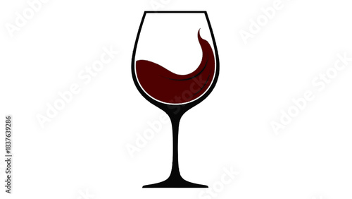 Vector illustration of red wine in a glass on transparent background, elegant swirl in the liquid