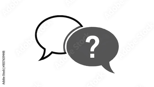 Vector illustration of question marks in speech bubbles on a transparent background, a symbol for inquiry