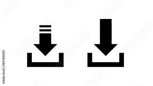 Vector illustration of download icons with arrows on transparent background