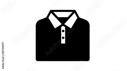 Vector illustration of a black polo shirt with collar and buttons on transparent background