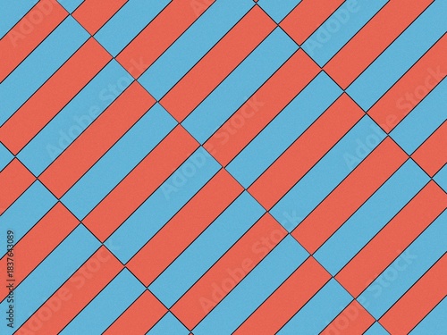 Geometric pattern with diagonal orange and blue blocks design.