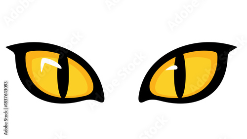Mysterious Glowing Yellow Cat Eyes Peer Out From Complete Darkness With Sharp Pupils Visible Capturing Attention In The Night