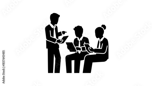 Business meeting with tablets and discussion