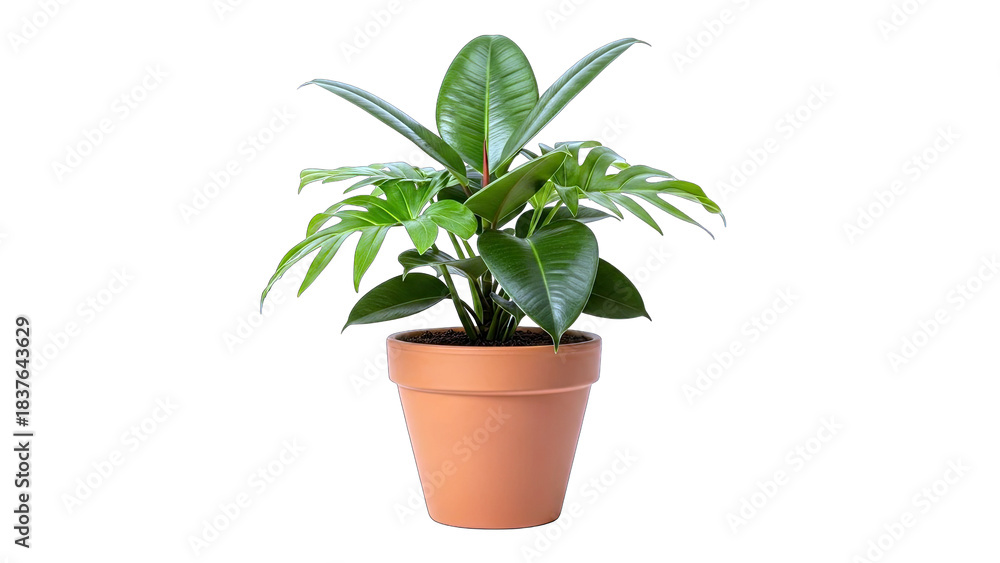 Fototapeta premium Potted Rubber Plant on White Background