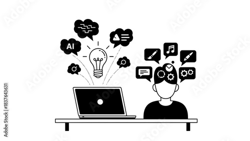 Artificial intelligence concept and creative idea generation