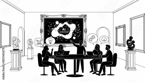 Business team discussing ai assistant and technology innovation