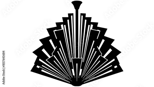 Art deco geometric fan design, abstract graphic element vector.