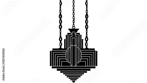 Art deco geometric chandelier silhouette vector illustration design