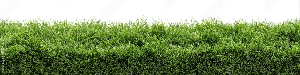 Fototapeta premium Vibrant green grass patch against white background