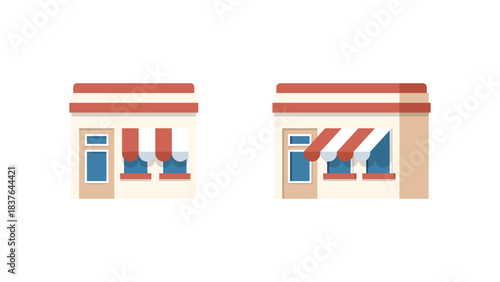 Traditional Japanese Storefront with Awning - Commercial Building Design