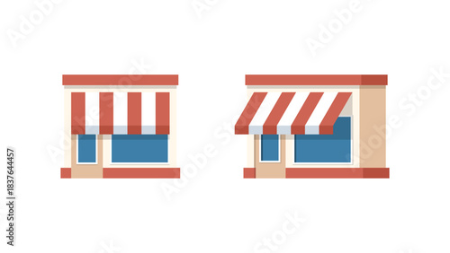 Traditional Japanese Storefront with Awning - Commercial Building Design