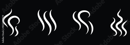 Doodle smoke icons set. Smoke steam icon vector design element. Heat, hot, cooking symbol vector. Doodle fire smoke icons. Vector illustration.