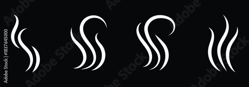 Smoke smell, steam aroma heat icon. Smoke steam icon vector logo set. Fire steam or smoke doodle hand drawn set. smell waves from food or coffee. eps 10