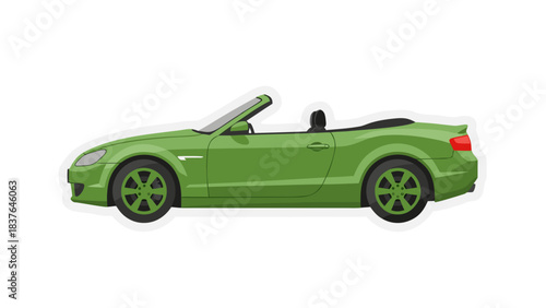 Pixel Art Green Convertible Sports Car Isolated on Black Background Side View Detailed Vector Illustration Minimalist Graphic Design Automotive Transportation Concept