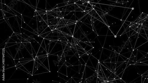 spider web on black background. Abstract Neural Network Mesh Motion Background. Futuristic Digital Web of Nodes and Connections. Minimal Tech Network Grid Moving Background