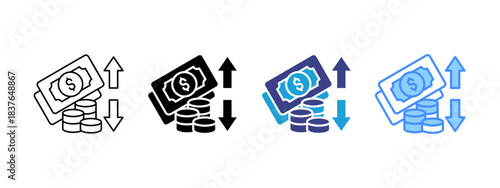 Cashflow  icon set multiple style collection