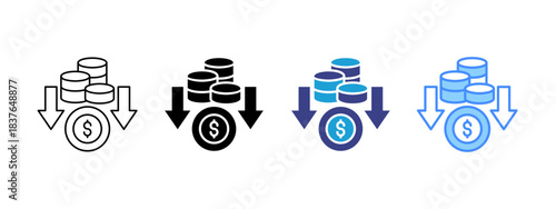 Reduce Cost icon set multiple style collection