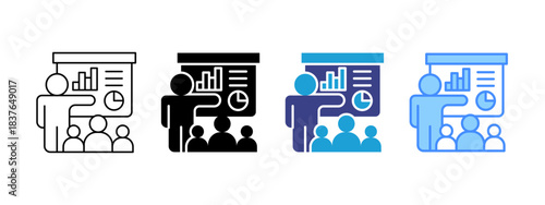 Training  icon set multiple style collection