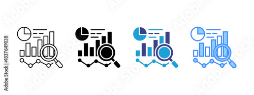 Data Analytics icon set multiple style collection