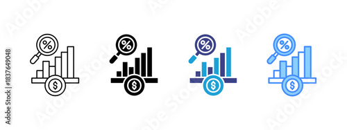 Ebitda icon set multiple style collection