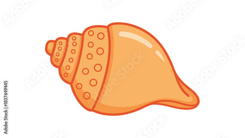 Pixel Art Seashell Isolated on Black Background with Orange Hues and Textured Surface Detailed Spiral Design