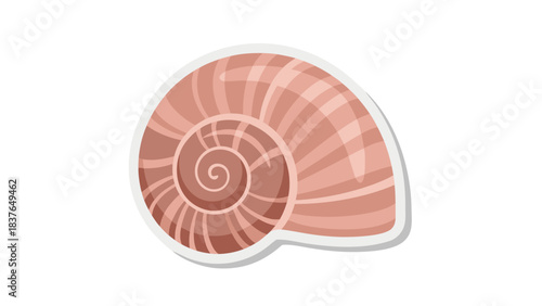 Pixel Art Spiral Seashell with Pink and White Hues Isolated on Black Background