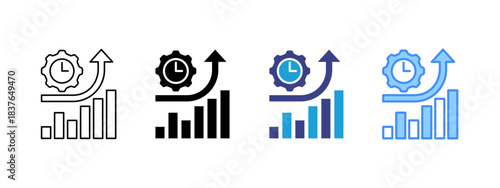 Productivity icon set multiple style collection