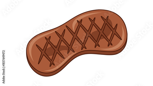 Pixel Art Steak With Grill Marks Isolated On Black Background Detailed Brown Meat Cut With Crosshatch Pattern Rustic Food Illustration